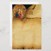 Papeterie VIERGE AVEC ENFANT ET SAINTS, Monogramme de parche (Devant / Derrière)