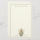 Papeterie Vierge Catholique Marie Élégante Religieuse Floral (Devant / Derrière)