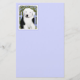 Papeterie Vieux anglais Sheepdog Puppy Peinture - Chien Art