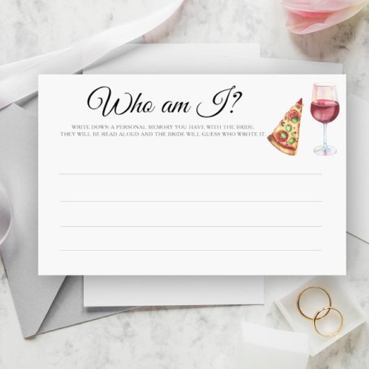 Papeterie Vin & Pizza Douche nuptiale Qui suis-je jeu