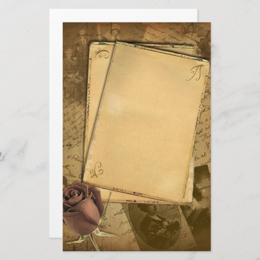 Papeterie vintage ancienne Rose (Devant / Derrière)