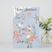 Papeterie Vintage Christmas, Enfants Patinage sur glace sur (Debout devant)