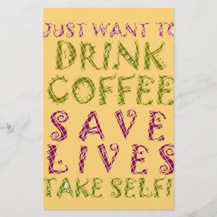 Papeterie Vintage Coffee Save Lives and Take Selfies