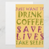 Papeterie Vintage Coffee Save Lives and Take Selfies (Devant / Derrière)