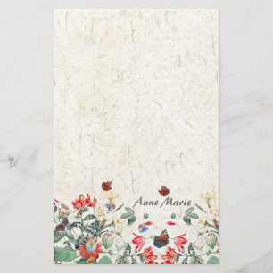 Papeterie vintage de papillon de fleur de jardin