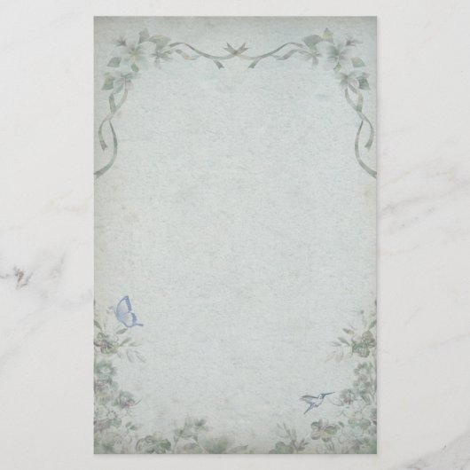 Papeterie Vintage Floral Blue Mariage (Devant)