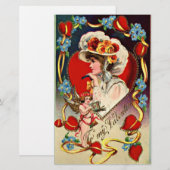 Papeterie Vintage Lady My Valentine Stationnaire (Devant / Derrière)