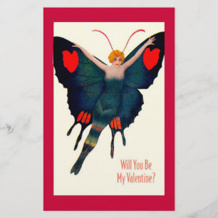Papeterie Vintage papillon dame Valentine