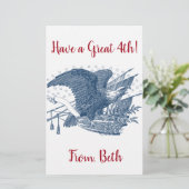 Papeterie Vintage Patriotique hurlant Aigle USA Flag Flèches (Debout devant)