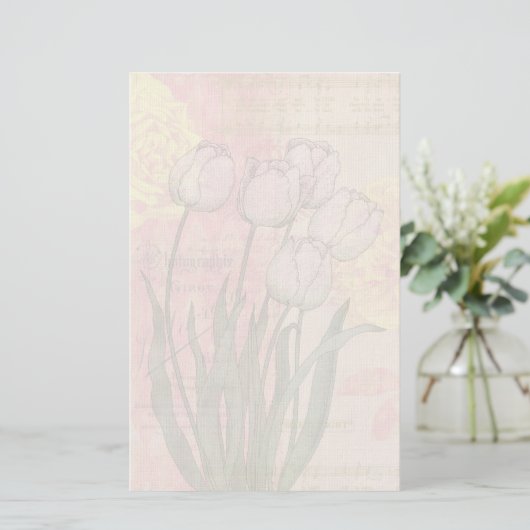 Papeterie Vintage Tulips on Floral Background (Debout devant)