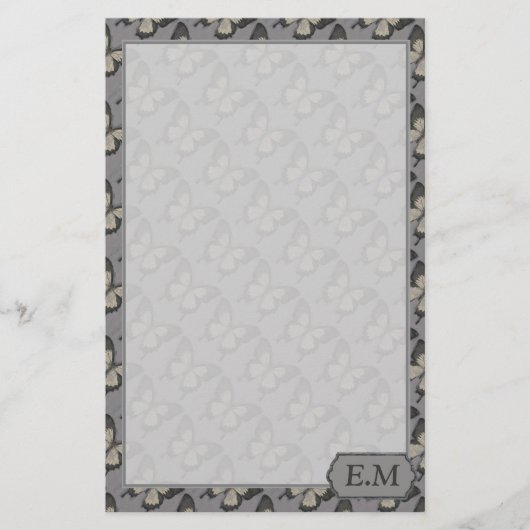 Papeterie Vintage Violet Butterfly Pattern Personalised (Devant)