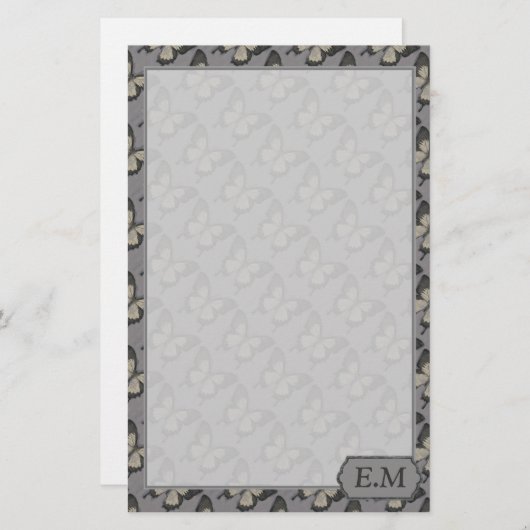 Papeterie Vintage Violet Butterfly Pattern Personalised (Devant / Derrière)