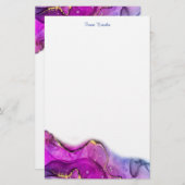 Papeterie Violet rouge et encre violette Abstraite, do-it-yo (Devant / Derrière)