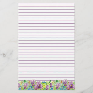 Papeterie Violets Aquarelle Violet Fleurs pourpres