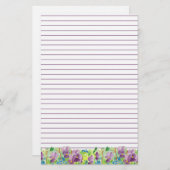 Papeterie Violets Aquarelle Violet Fleurs pourpres (Devant / Derrière)