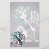 Papeterie violette d'art d'ange de tatouage mignon (Devant)