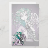 Papeterie violette d'art d'ange de tatouage mignon (Devant / Derrière)