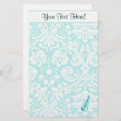 Papeterie Violon turquoise (Devant / Derrière)