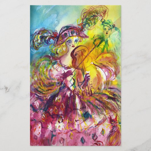 Papeterie VIOLONISTE ARLECCHINA / Soirée du Carnaval de Veni (Devant)