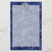 Papeterie Virgo Zodiac Silver Sign on Navy Blue Digital Camo (Devant)