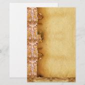 PAPETERIE VISAGE GROTESQUE AVEC PARCHEMENT FLORAL BLANC D'OR (Devant / Derrière)