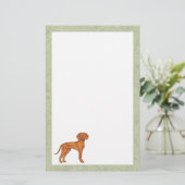 Papeterie Vizsla Hongroise mignonne Pointeur de dessin vert (Debout devant)