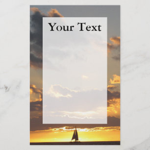 Papeterie Voilier au papier à lettres de coucher du soleil
