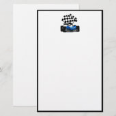 Papeterie Voiture Blue Race avec drapeau À damiers (Devant / Derrière)