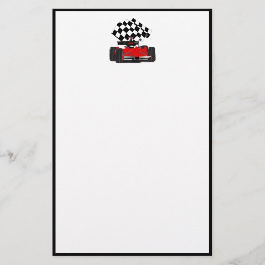 Papeterie Voiture Red Race avec drapeau À damiers (Devant)