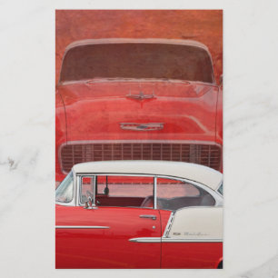 Papeterie Voitures classiques Chevy Bel Air Dodge Rouge Blan