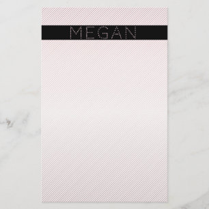 Papeterie Votre nom Blanc mince et Rose subtil Ombre Strip