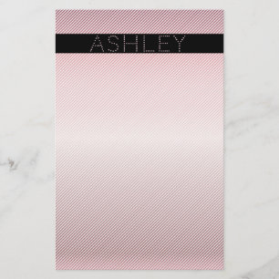 Papeterie Votre nom Ombre Rose mince et bandes blanches