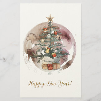 Papeterie Watercolor Christmas Tree