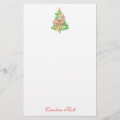 Papeterie Watercolor Coquette Bow Christmas Tree Personalize (Devant)