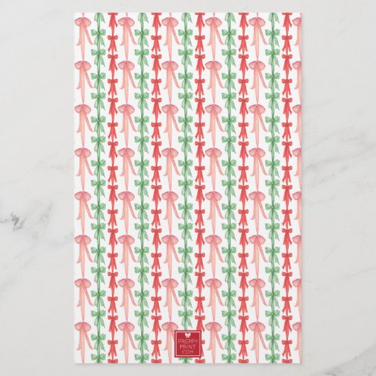 Papeterie Watercolor Coquette Bow Christmas Tree Personalize (Dos)