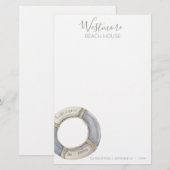 Papeterie Watercolor Life Preserver Beach House (Devant / Derrière)