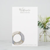 Papeterie Watercolor Life Preserver Beach House (Debout devant)