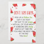 Papeterie Watermelon Pink Green Ne pas dire Baby shower jeu (Devant / Derrière)