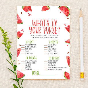 Papeterie Watermelon rose What's In Purse Baby shower Game