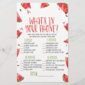 Papeterie Watermelon What's In Your Phone Baby shower Game (Devant)