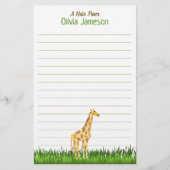 Papeterie Whimsical Kid's Name GIRAFFE Lined Stationery (Devant)