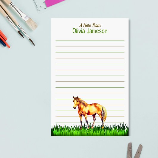 Papeterie Whimsical Kid's Name HORSE Lined Stationery