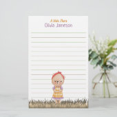 Papeterie Whimsical Kid's Name Prairie Bear Lined Stationery (Debout devant)