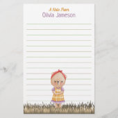 Papeterie Whimsical Kid's Name Prairie Bear Lined Stationery (Devant)