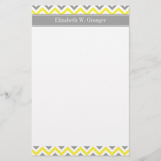 Papeterie Yellow Dk Gray White LG Chevron Gray Nom Monogram (Devant)