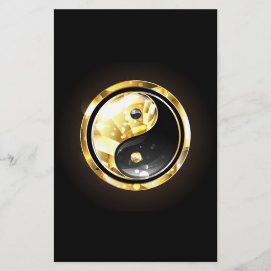 Papeterie Yin Yang or sur noir (Devant)