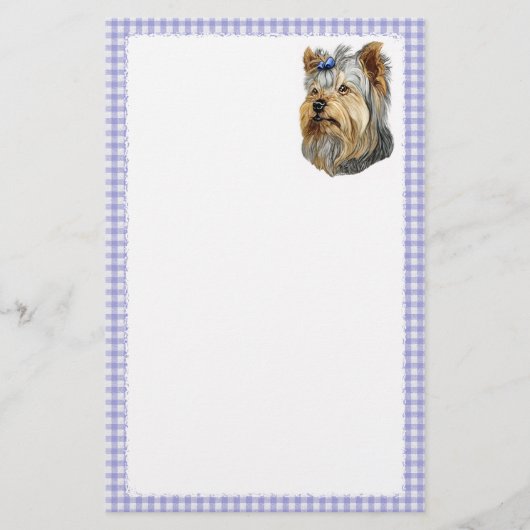 Papeterie Yorkshire Terrier Bust Blue Bow (Devant)
