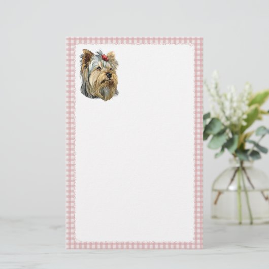 Papeterie Yorkshire Terrier Bust Red Bow (Debout devant)