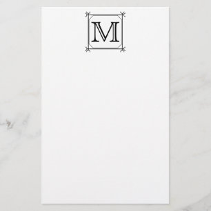Papeterie Your Letter. Custom Monogram. Black and White