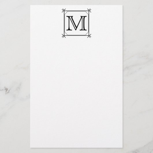 Papeterie Your Letter. Custom Monogram. Black and White (Devant)